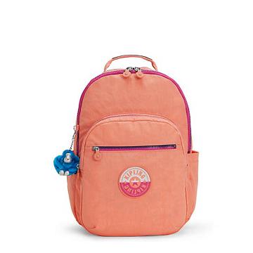 Kipling Seoul Large 15" Backpack Laptop Bags Cool Coral Shade | AU 1655UZ